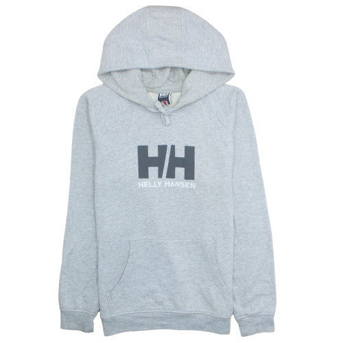 Helly Hansen Men's Grey Pullover Hoodie L Logo Cotton Blend