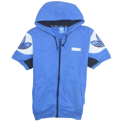 Adidas Mens Blue Full Zip Short Sleeve Hoodie Size M