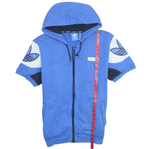 Adidas Mens Blue Full Zip Short Sleeve Hoodie Size M