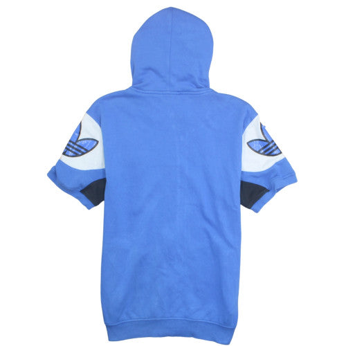 Adidas Mens Blue Full Zip Short Sleeve Hoodie Size M