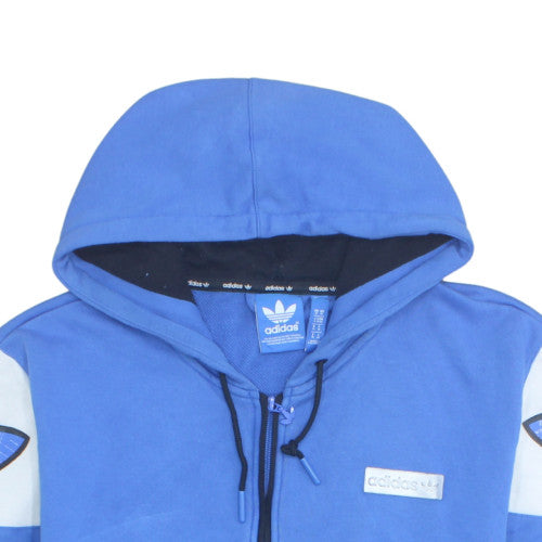 Adidas Mens Blue Full Zip Short Sleeve Hoodie Size M