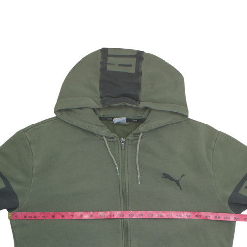 Puma Men's Green Full Zip Hoodie L Sports Fleece Sweatshirt
