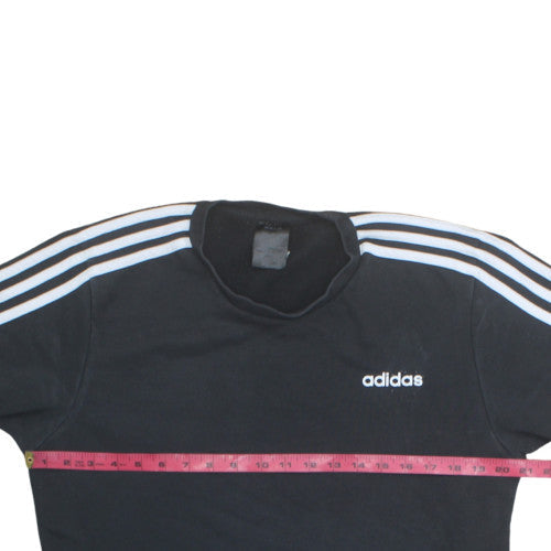 Adidas Men's Black Crew Neck Pullover Sweatshirt Size M Classic Stripe