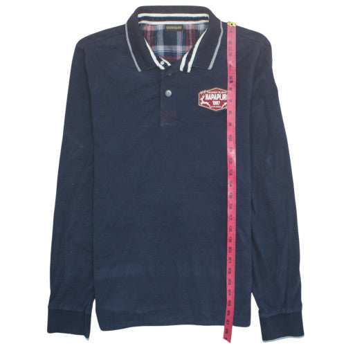 Napapijri Men's Blue Long Sleeve Cotton Button-Up Polo Shirt Size 36