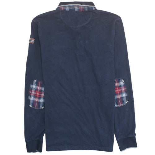 Napapijri Men's Blue Long Sleeve Cotton Button-Up Polo Shirt Size 36