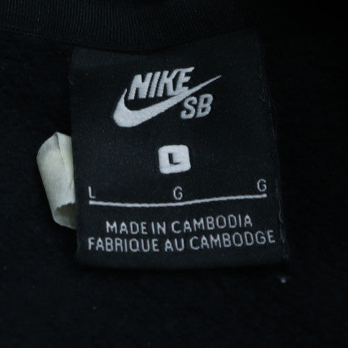Nike SB Mens Black Pullover Hoodie L Fleece Logo Skateboarding Sweatshirt