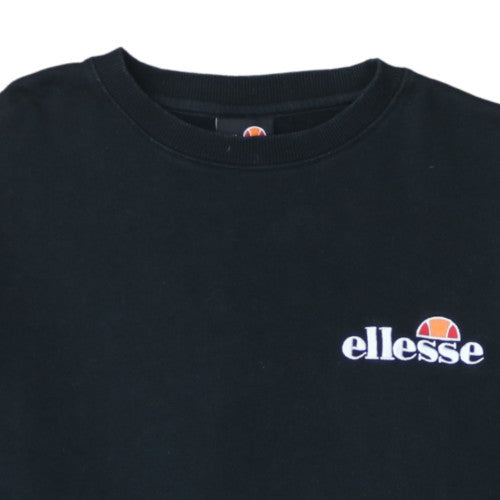 Ellesse Womens Black Crew Neck Pullover Sweatshirt UK 16 Cotton Blend
