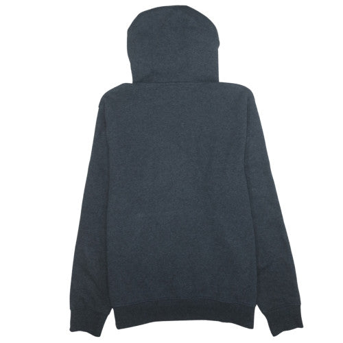 The North Face Men's Grey Green Pullover Hoodie L Logo Fleece Cotton Blend