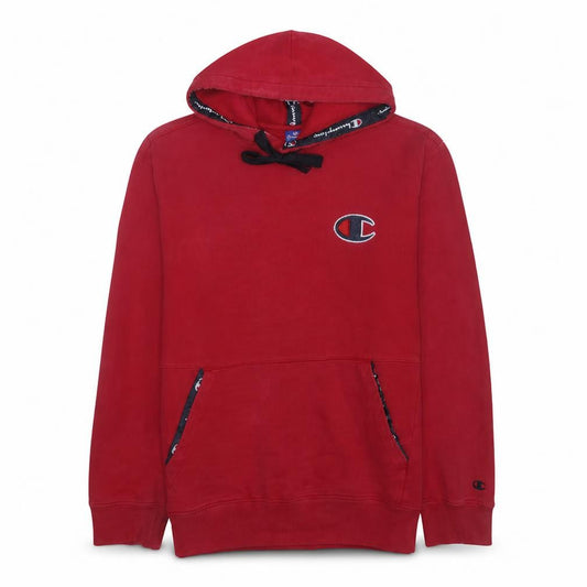 Champion Men's Red XL Pullover Hoodie with Logo Drawstring