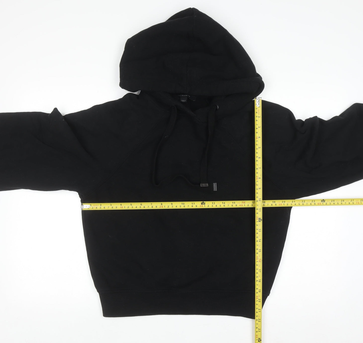 AllSaints Women's Black Small Organic Cotton Full Zip Hoodie