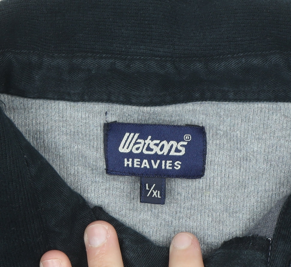 Watsons Heavies Men's Grey Long Sleeve Rugby Shirt L Cotton