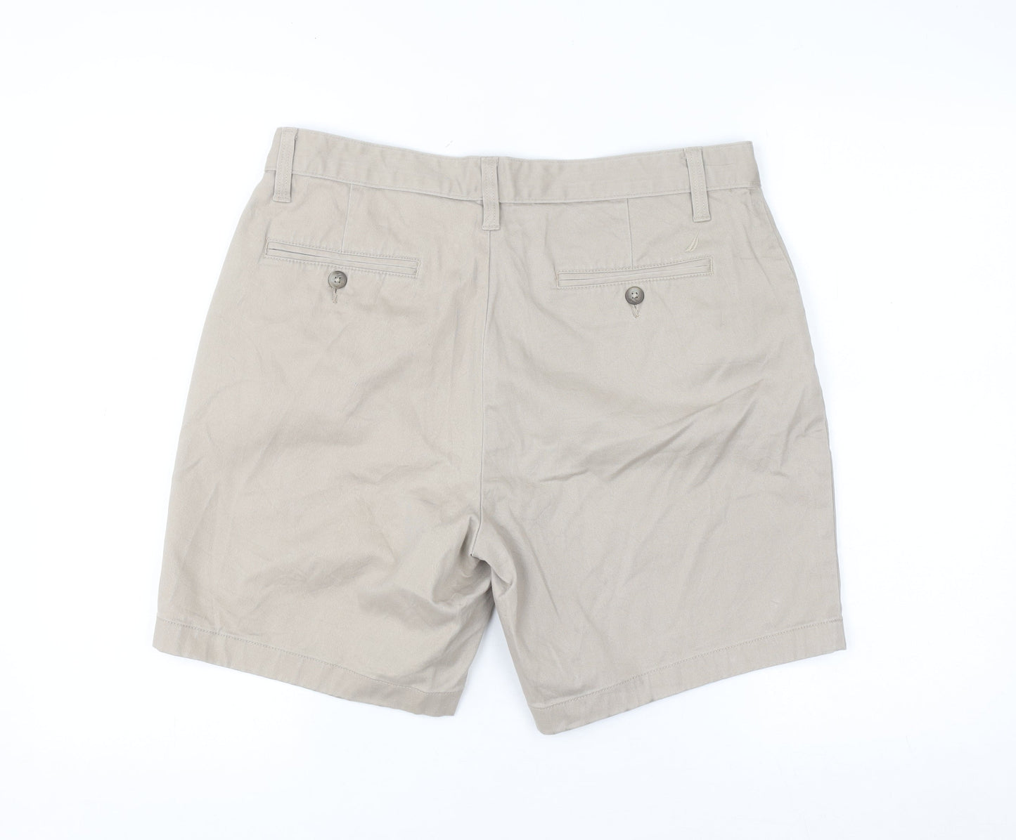 Nautica Men Beige 32W Chino Shorts Cotton Stretch Casual