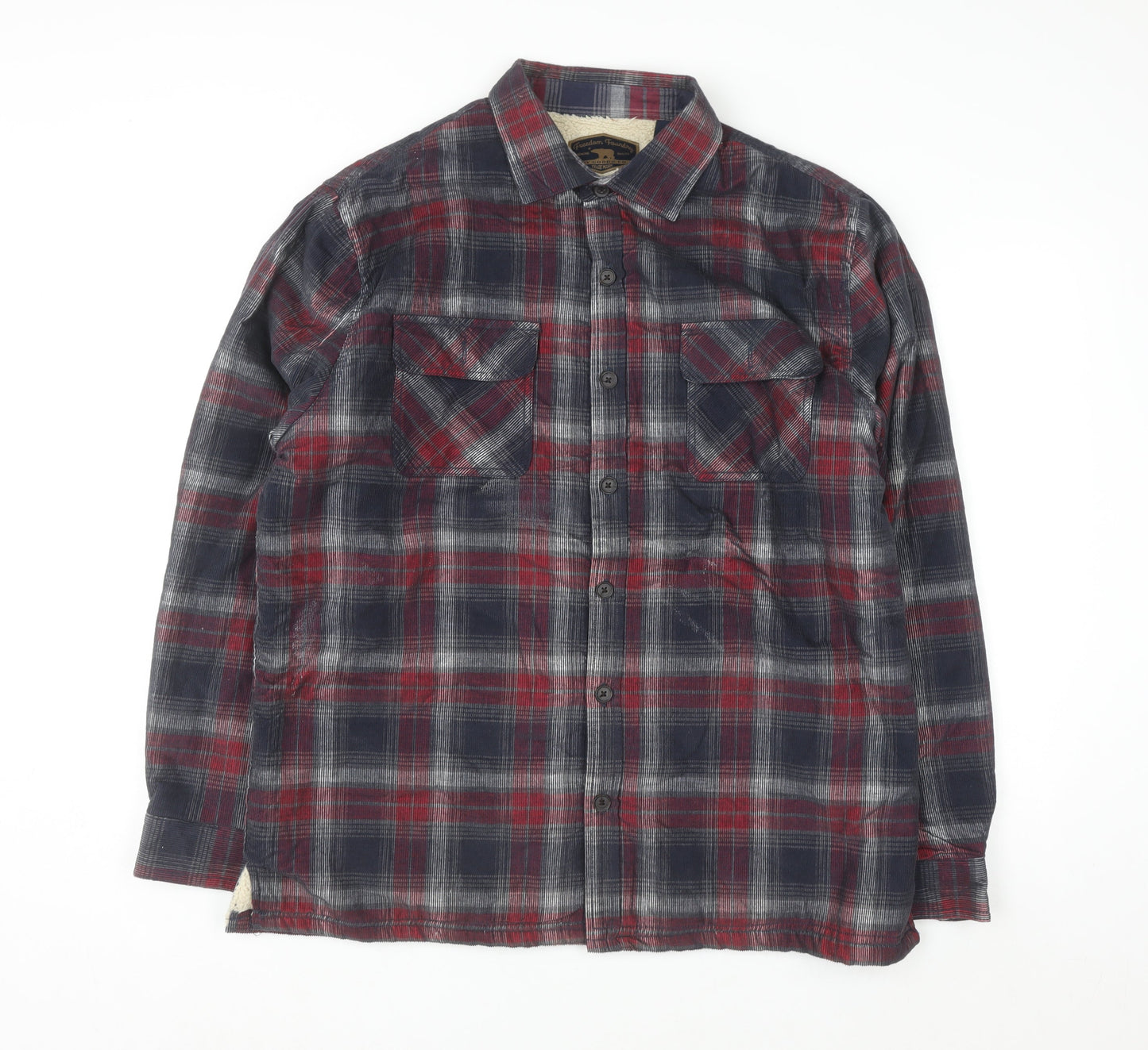 Freedom Foundry Men's Red Plaid Flannel Sherpa Lined Button-Up Shirt L