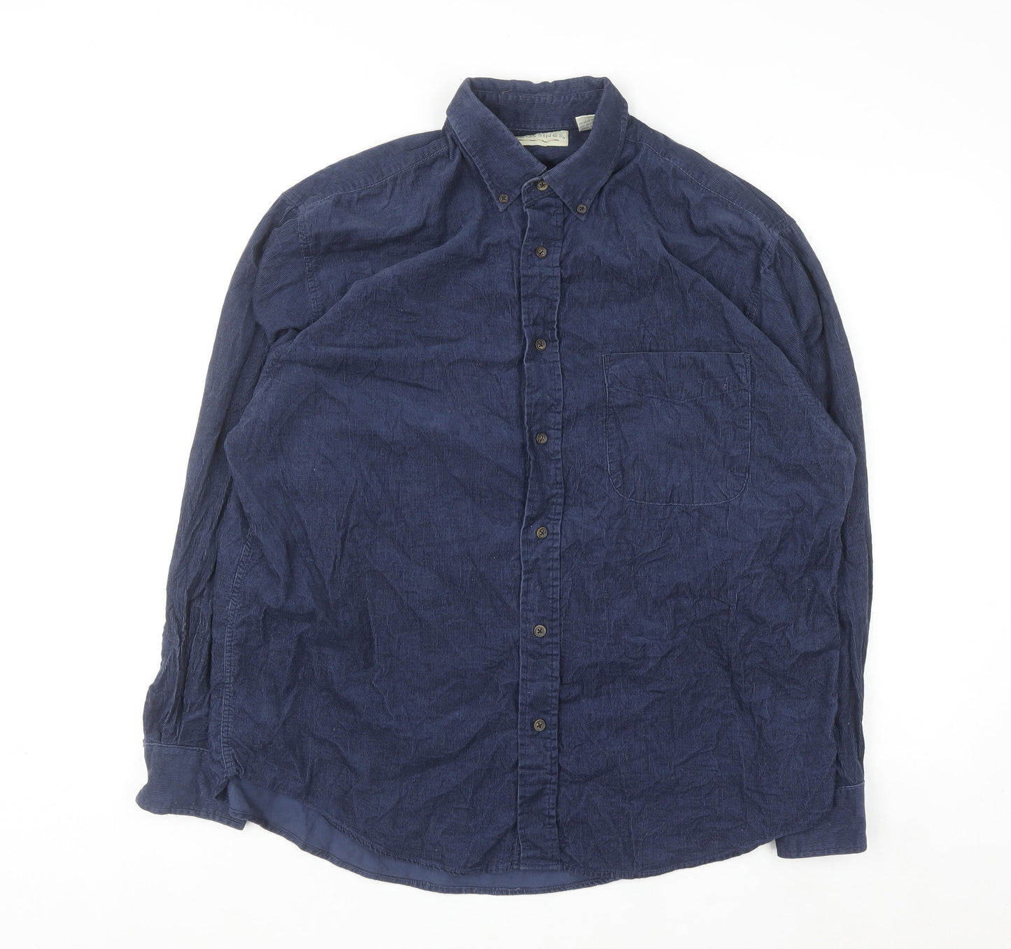 Crossings Men's Navy Corduroy Button-Up Shirt Large Classic Fit