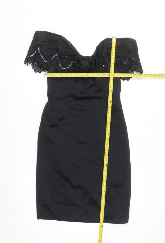 Algo-Ettes Women’s Black Off Shoulder Lace Sequin Bodycon Dress Size 10