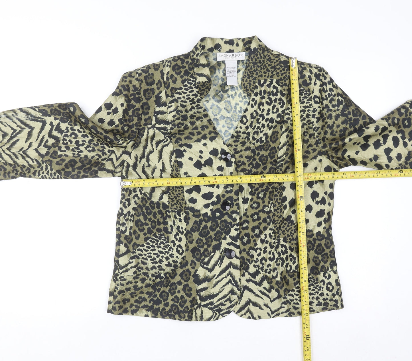 Sag Harbor Women's Petite Animal Print Satin Blouse Size 10