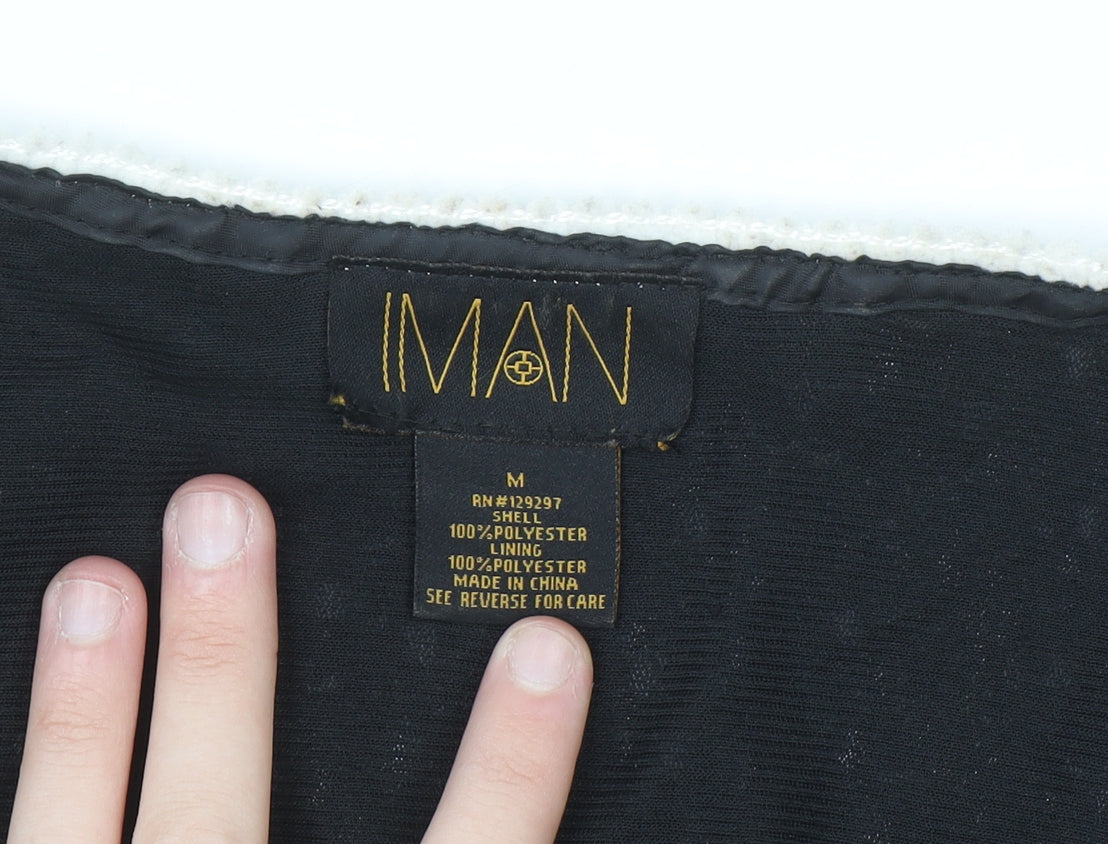 IMAN Women's Black Sequin Tuxedo Style Blazer Jacket Size M