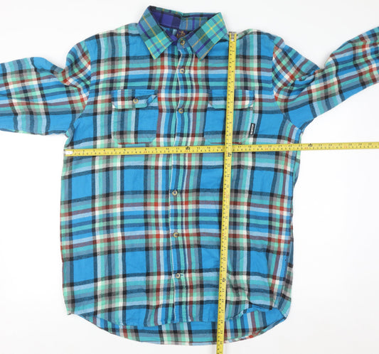 Burton Men's Blue Plaid Flannel Button-Up Shirt Size M