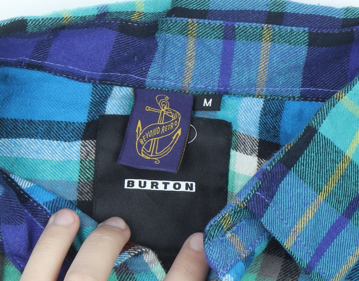 Burton Men's Blue Plaid Flannel Button-Up Shirt Size M