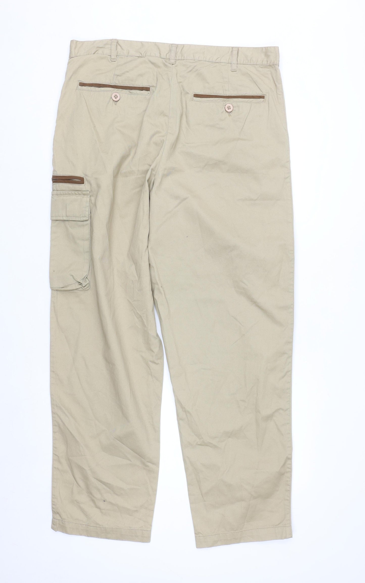 Scandia Woods Men's Beige Cargo Trousers Size 36L Cotton Workwear