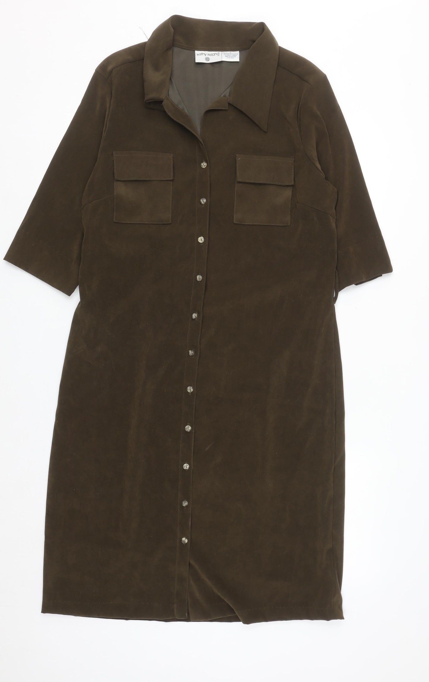 Kathy Ireland Women’s Brown Size 16 Button Shirt Dress