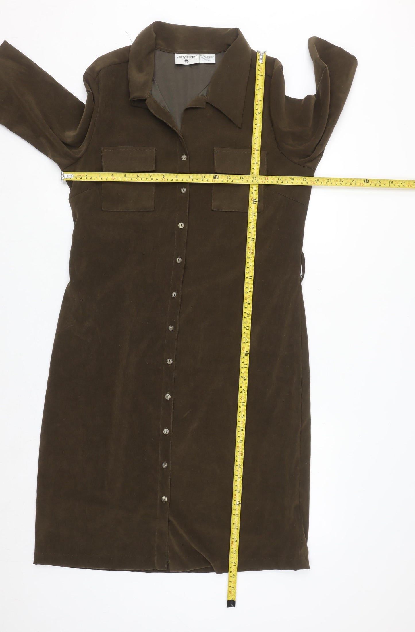 Kathy Ireland Women’s Brown Size 16 Button Shirt Dress