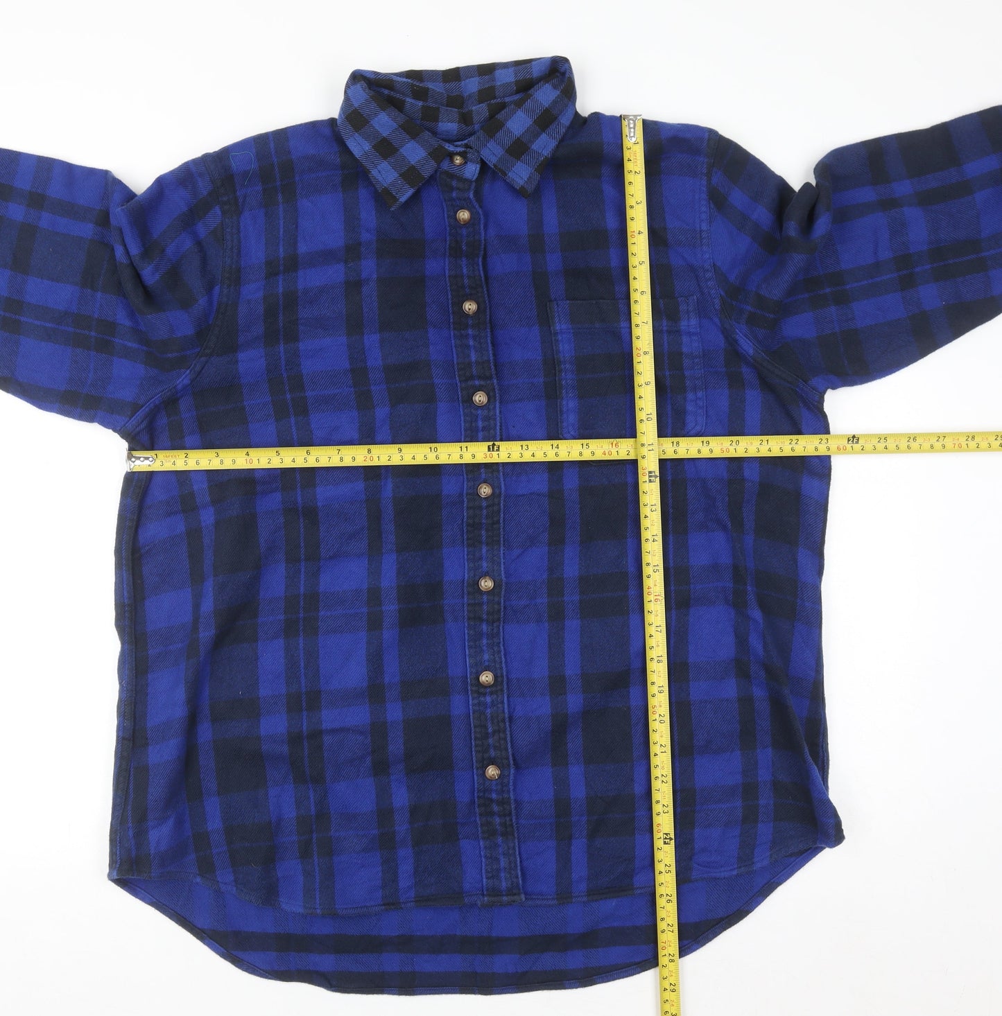 L.L.Bean Men's Blue Check Flannel Button-Up Shirt XL Regular