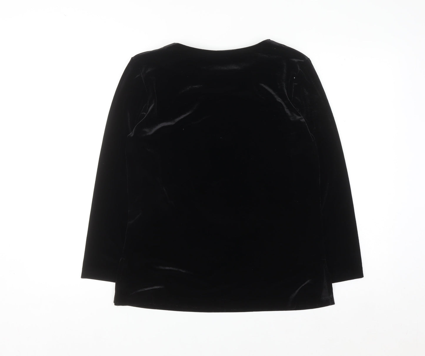 Briggs Women’s Black Petite Velvet Long Sleeve Blouse Size S