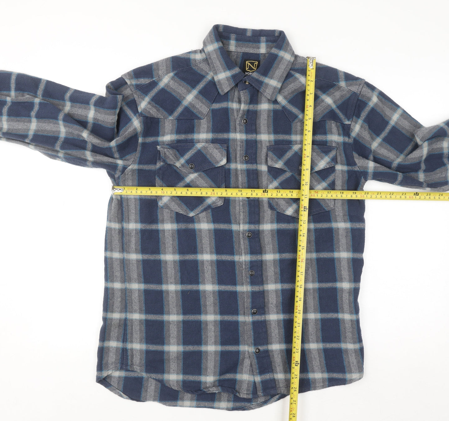 Noble Outfitters Men's Blue Check Flannel Cotton Long Sleeve Shirt M
