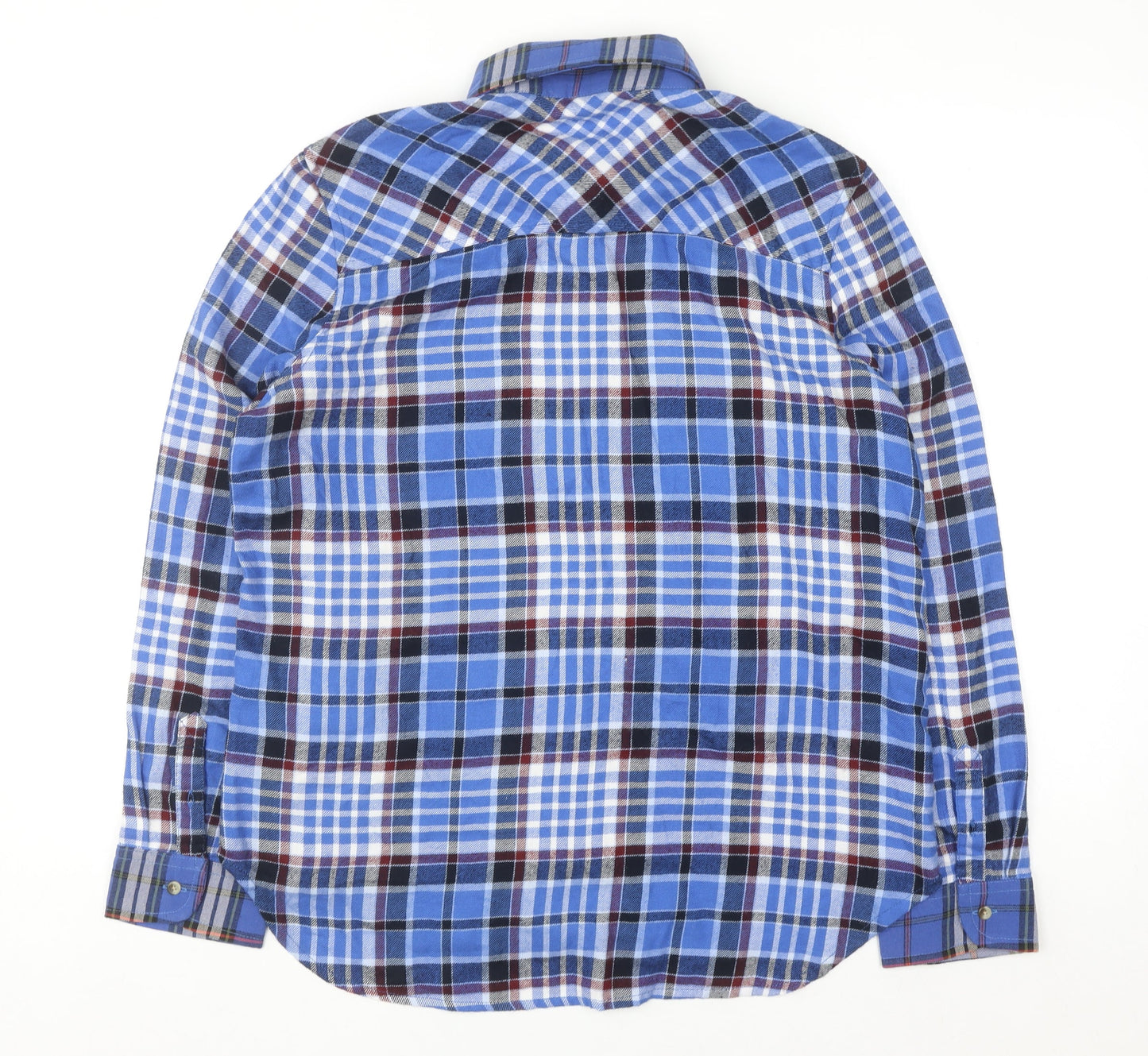 Beyond Retro Men's Blue Plaid Flannel Button-Up Shirt S