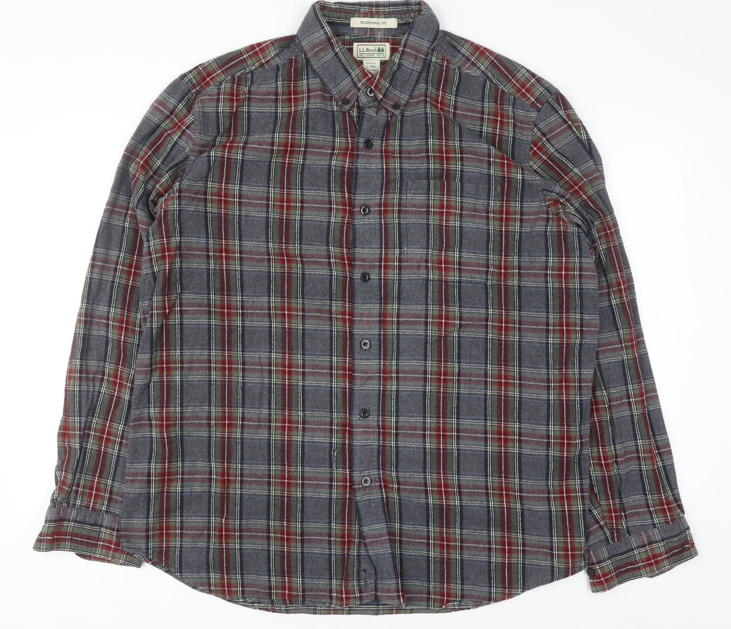 L.L.Bean Men's Multicoloured Plaid Flannel Shirt L Classic Fit