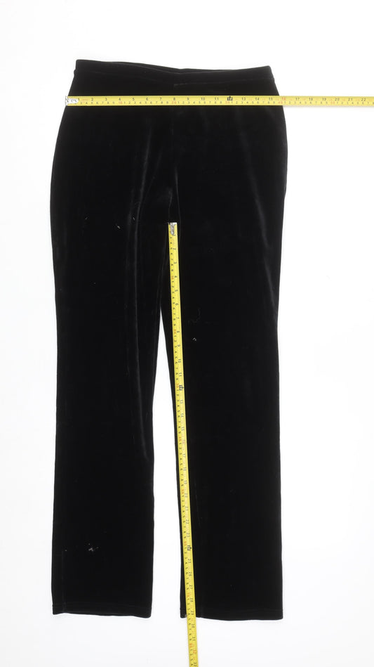 Express Tricot Womens Black Velvet Stretch Straight Trousers M
