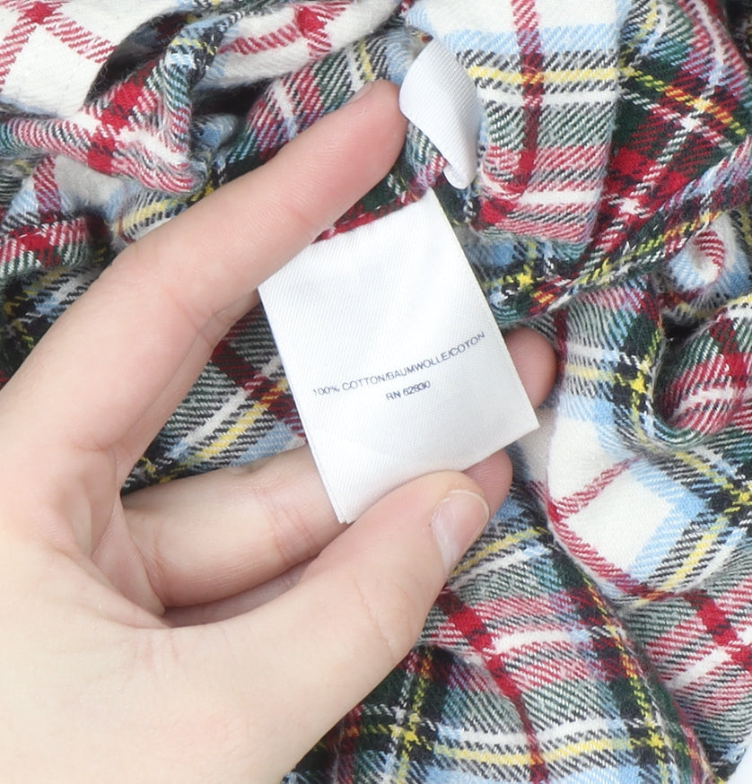 Lands' End Womens Multicoloured Plaid Flannel Button-Up Shirt Size 10