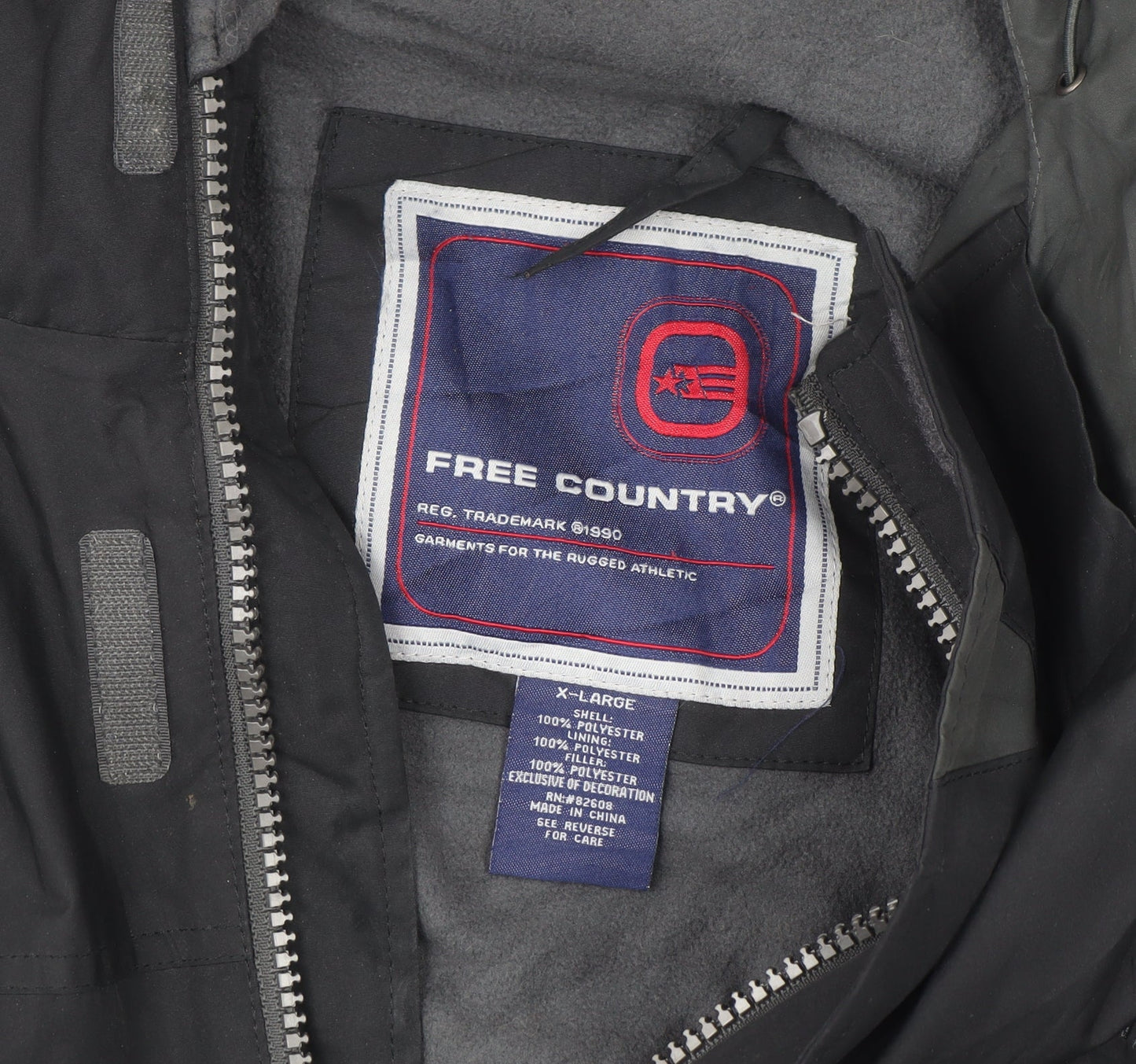 Free Country Men's Black XL Hooded Waterproof Parka Jacket