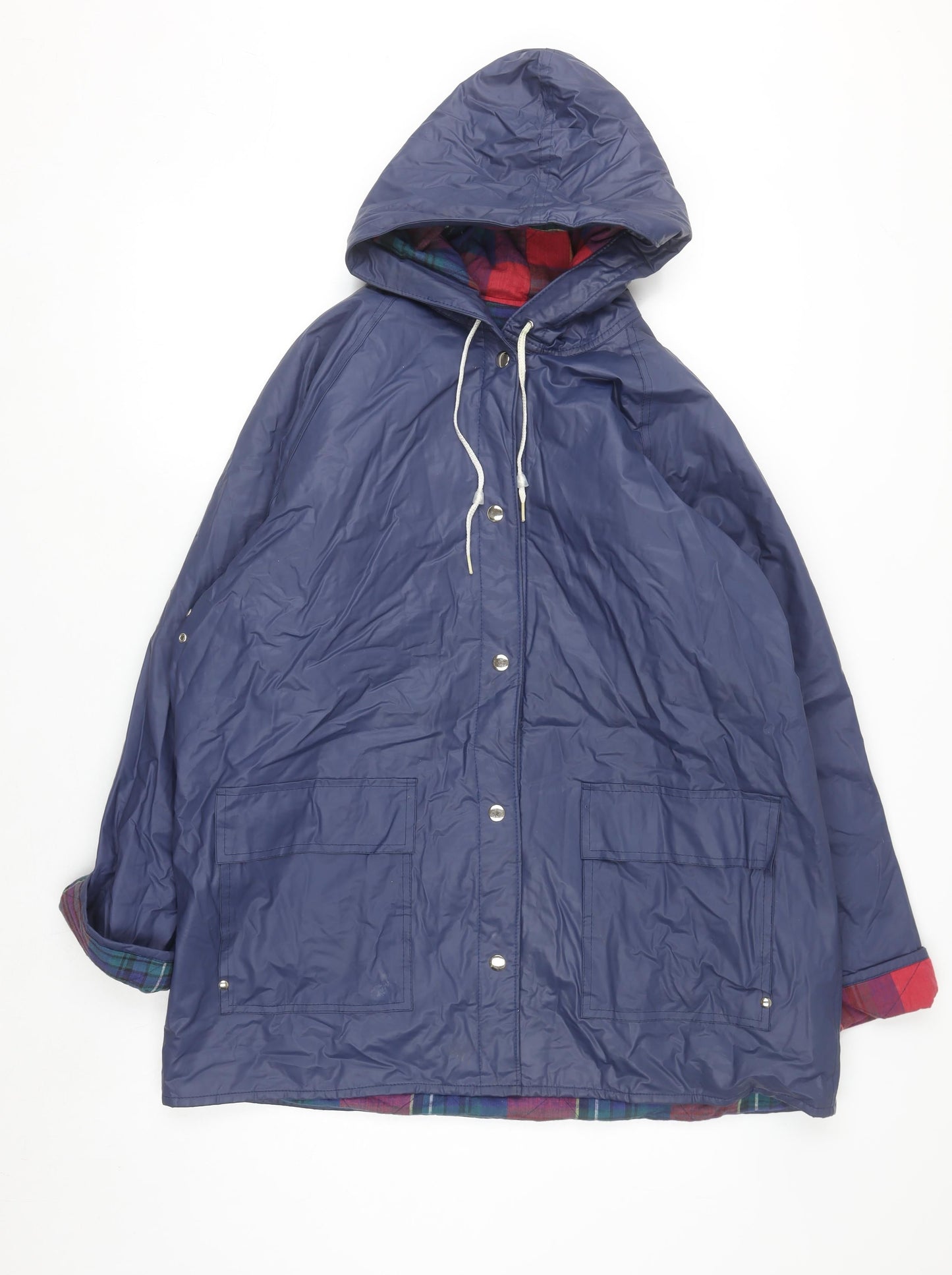 Sailmaker Men’s Blue L Hooded Waterproof Rain Coat Jacket PVC Lined