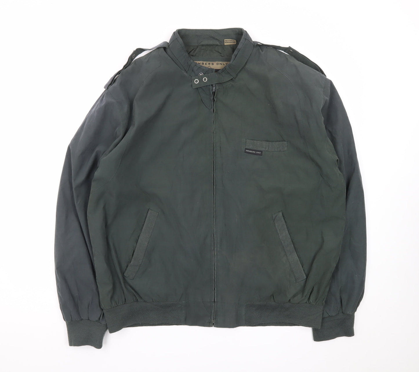 Members Only Men's Green L Bomber Jacket Microfibre Zip-Up