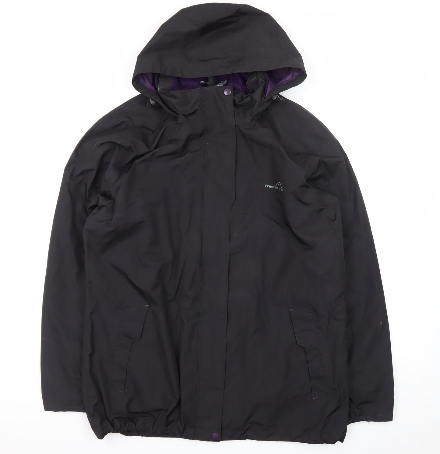 Freedom Trail Women's Black Waterproof Hooded Rain Jacket Size 18