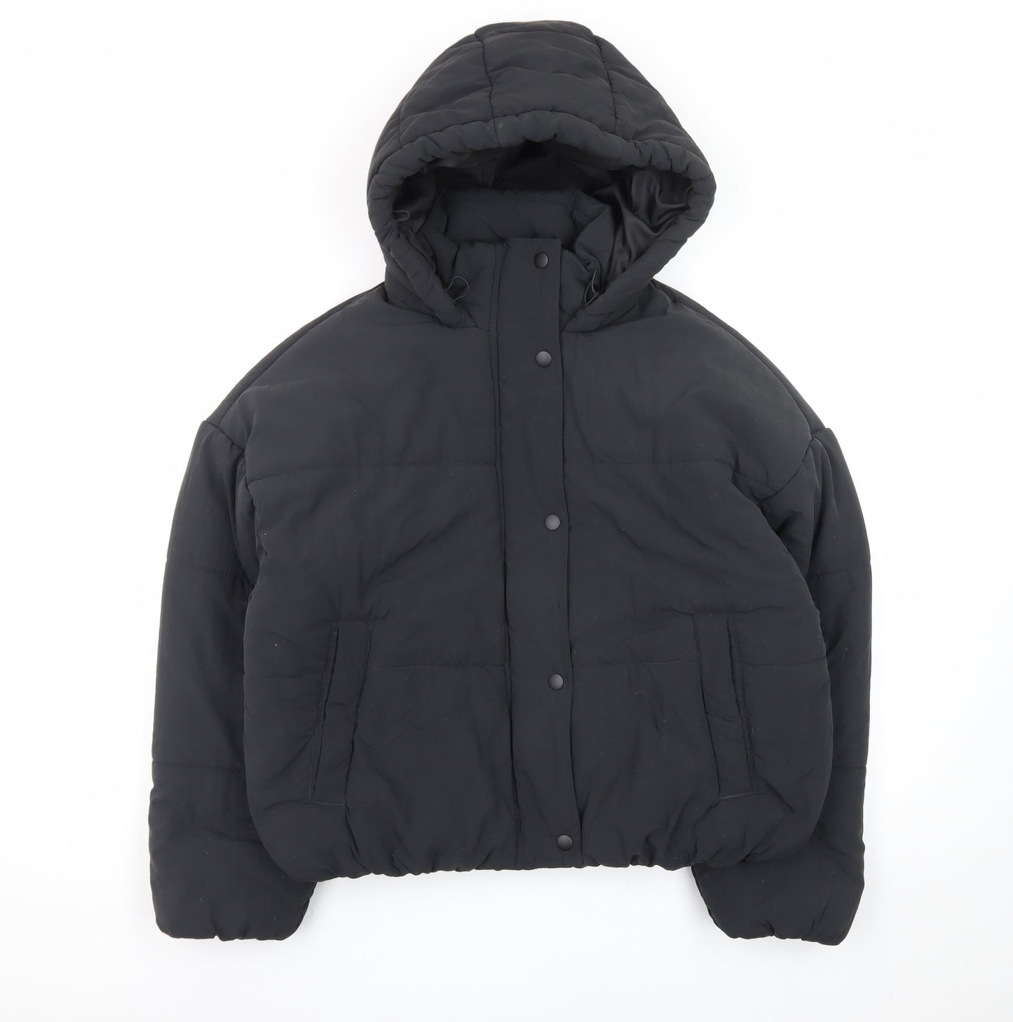 Marks and Spencer Women Black Size 14 Hooded Puffer Jacket