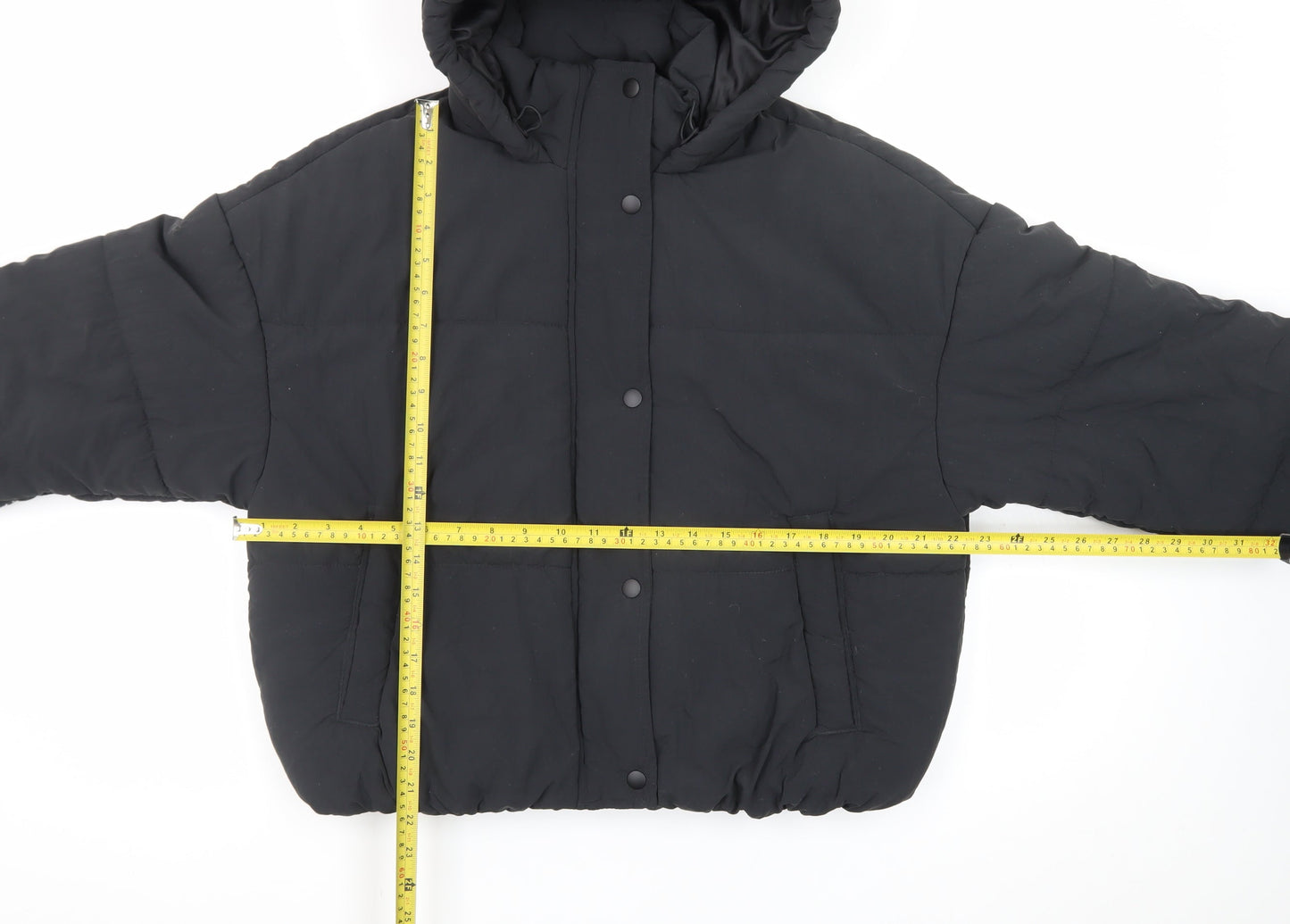 Marks and Spencer Women Black Size 14 Hooded Puffer Jacket