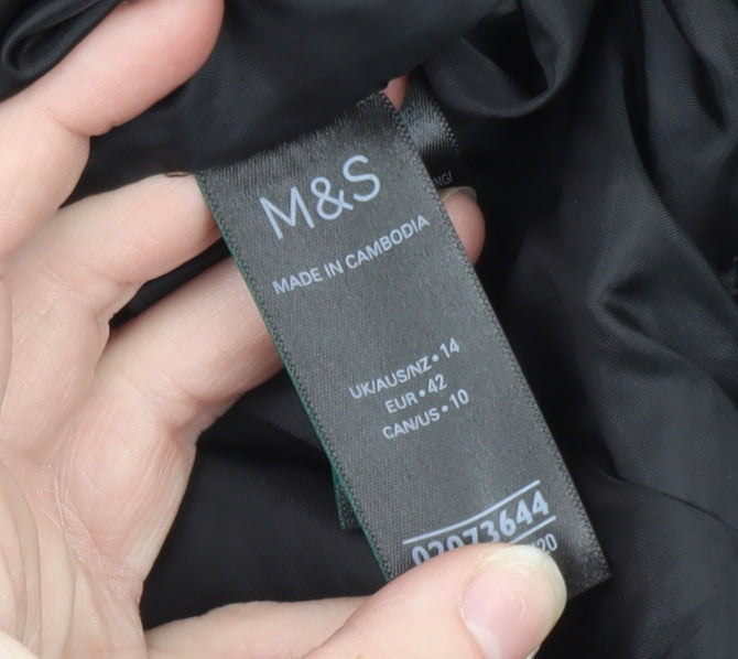 Marks and Spencer Women Black Size 14 Hooded Puffer Jacket
