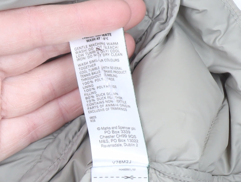 Marks and Spencer Women Beige Size 14 Hooded Puffer Jacket