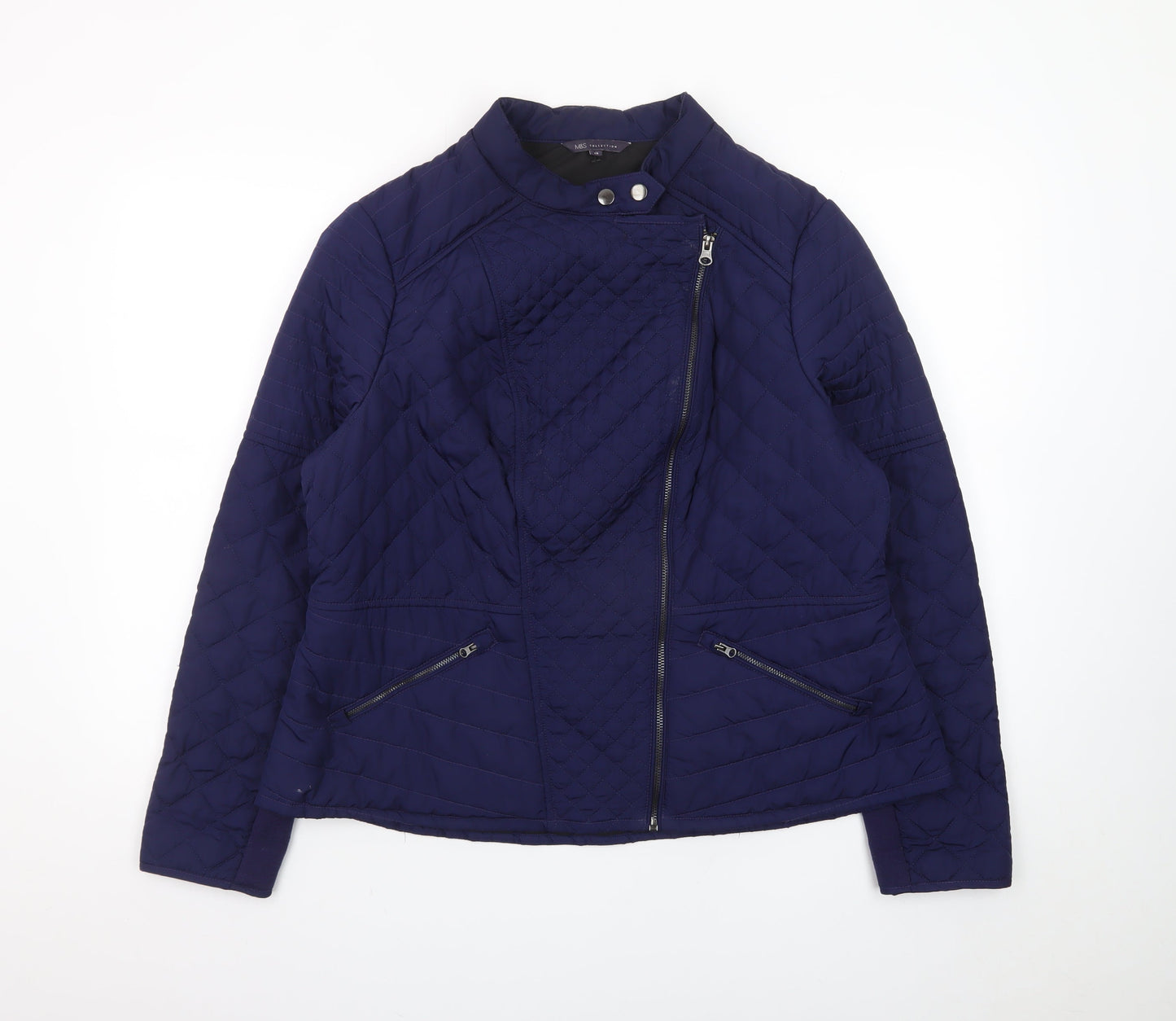 Marks and Spencer Women’s Blue Quilted Short Zip Jacket Size 18