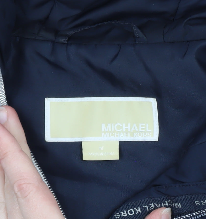 Michael Kors Women's Blue Hooded Puffer Jacket Size M