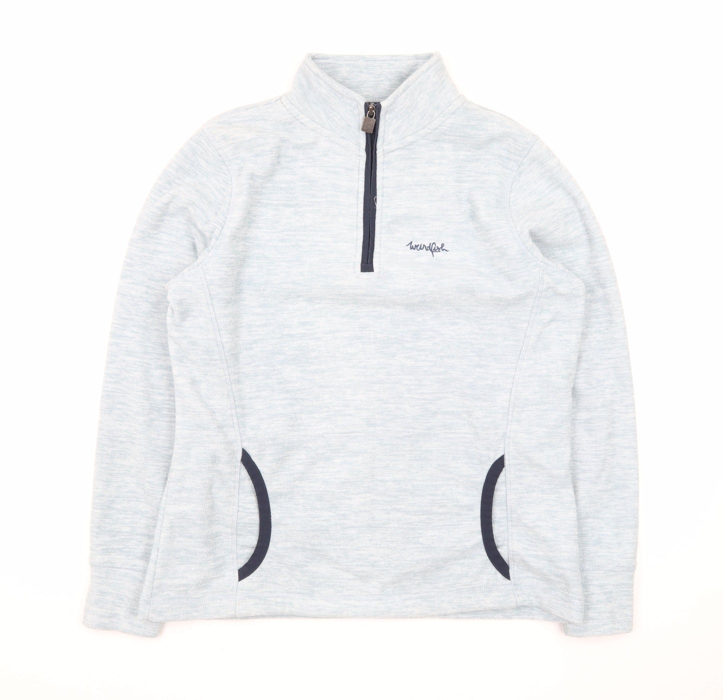 Weird Fish Women's Light Blue 1/4 Zip Pullover Sweatshirt Size 12
