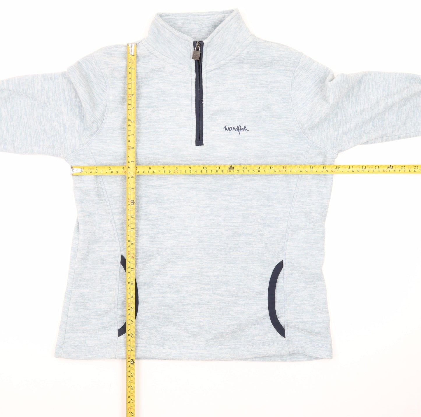Weird Fish Women's Light Blue 1/4 Zip Pullover Sweatshirt Size 12