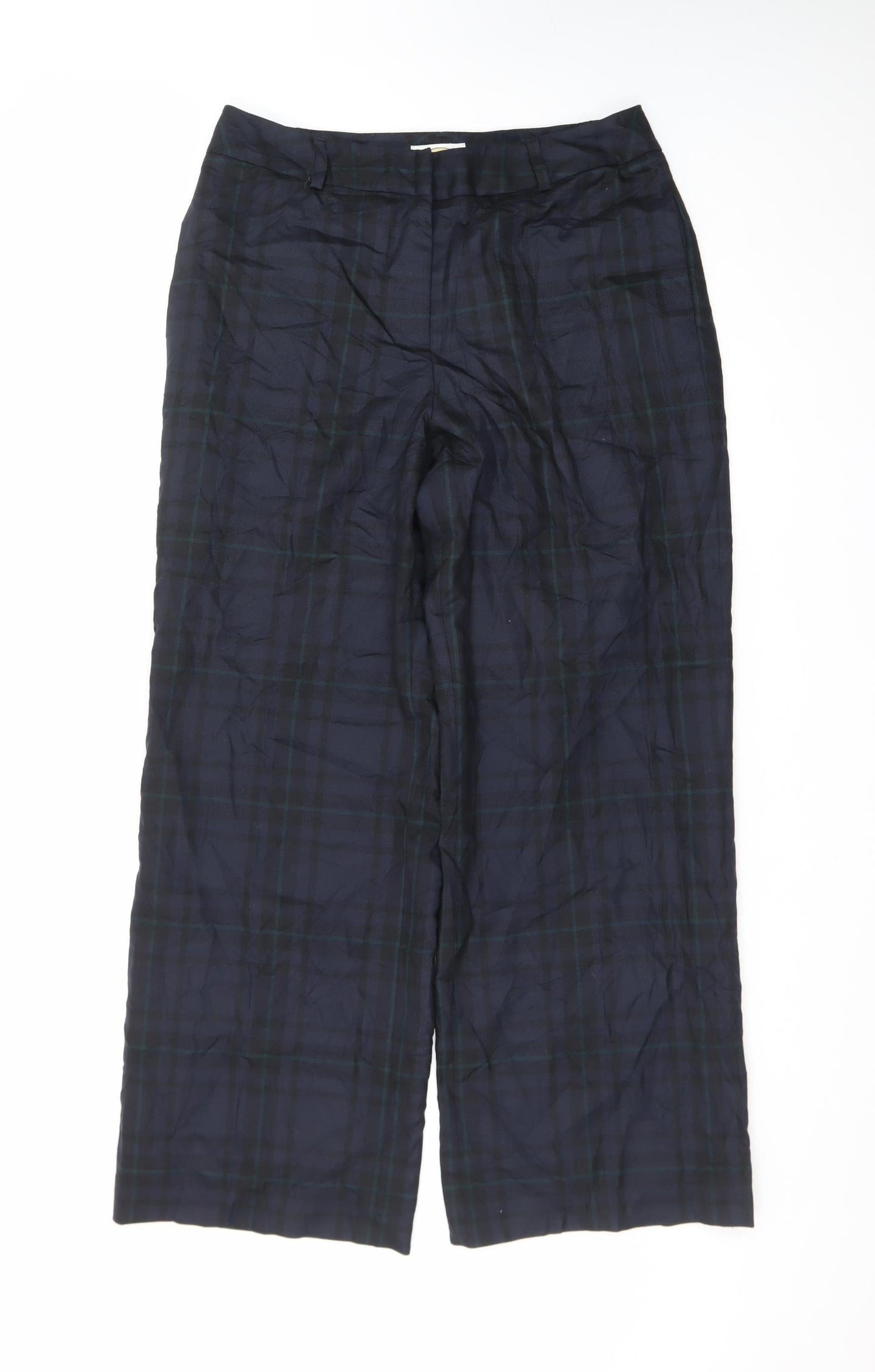 Talbots Blue Check Wool Stretch Women's Trousers Size M