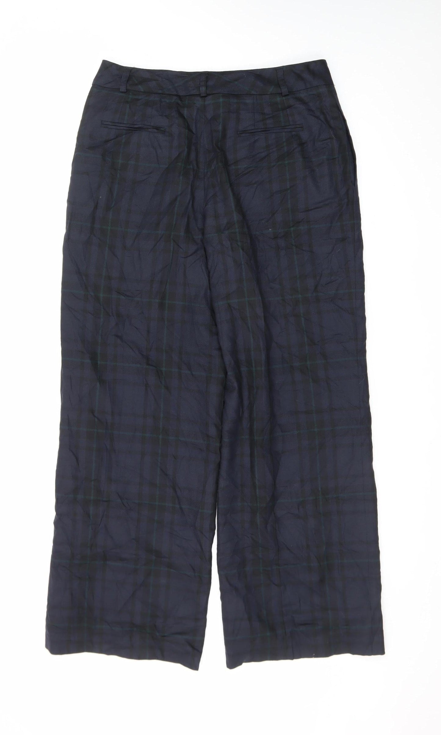 Talbots Blue Check Wool Stretch Women's Trousers Size M