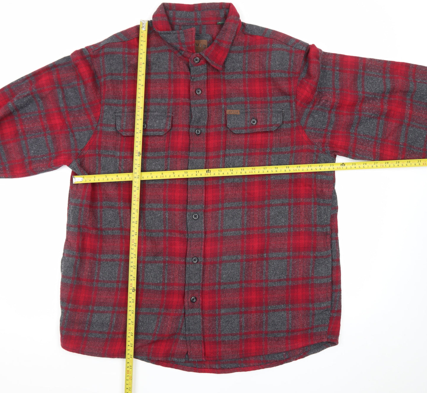 Orvis Men's Red Plaid Flannel Button-Up Shirt XL Long Sleeve Cotton Blend