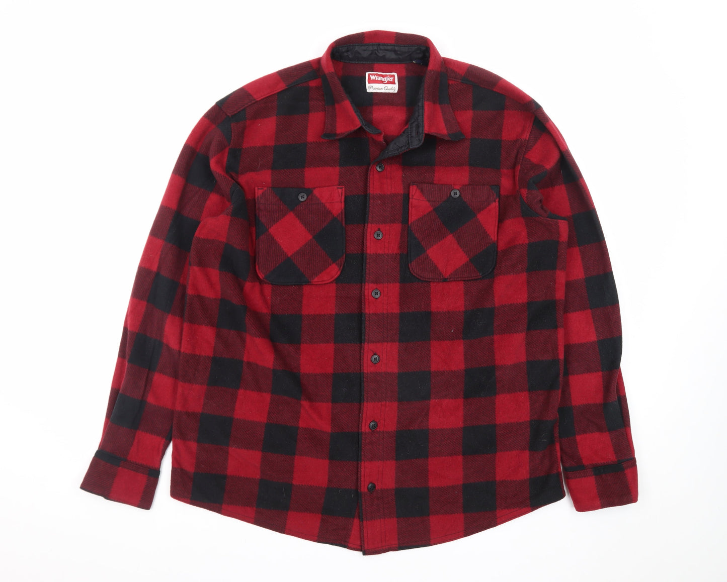 Wrangler Men's Red Check Flannel Long Sleeve Button-Up Shirt L