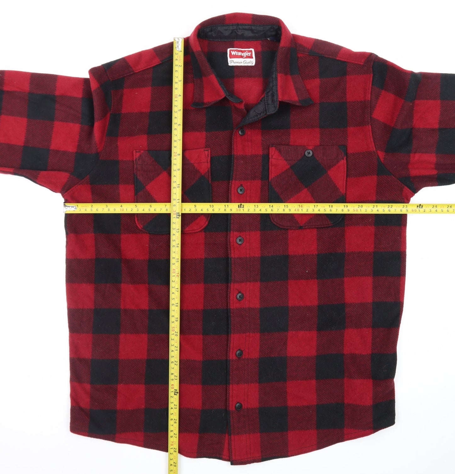 Wrangler Men's Red Check Flannel Long Sleeve Button-Up Shirt L